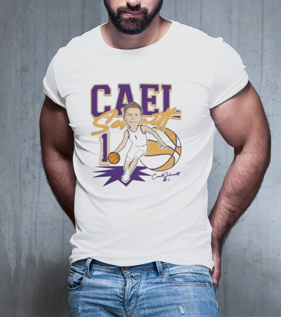 Cael Schmitt Northern Iowa Panthers Basketball Signature Cartoon Player Cael Schmitt #1 T-Shirt