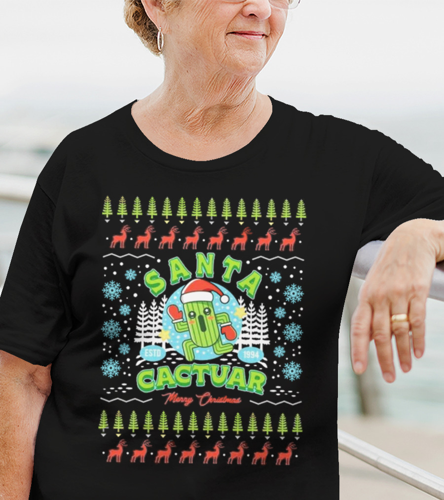 Santa Cactuar Merry Christmas ESTD 1994 Ugly Christmas T-Shirt
