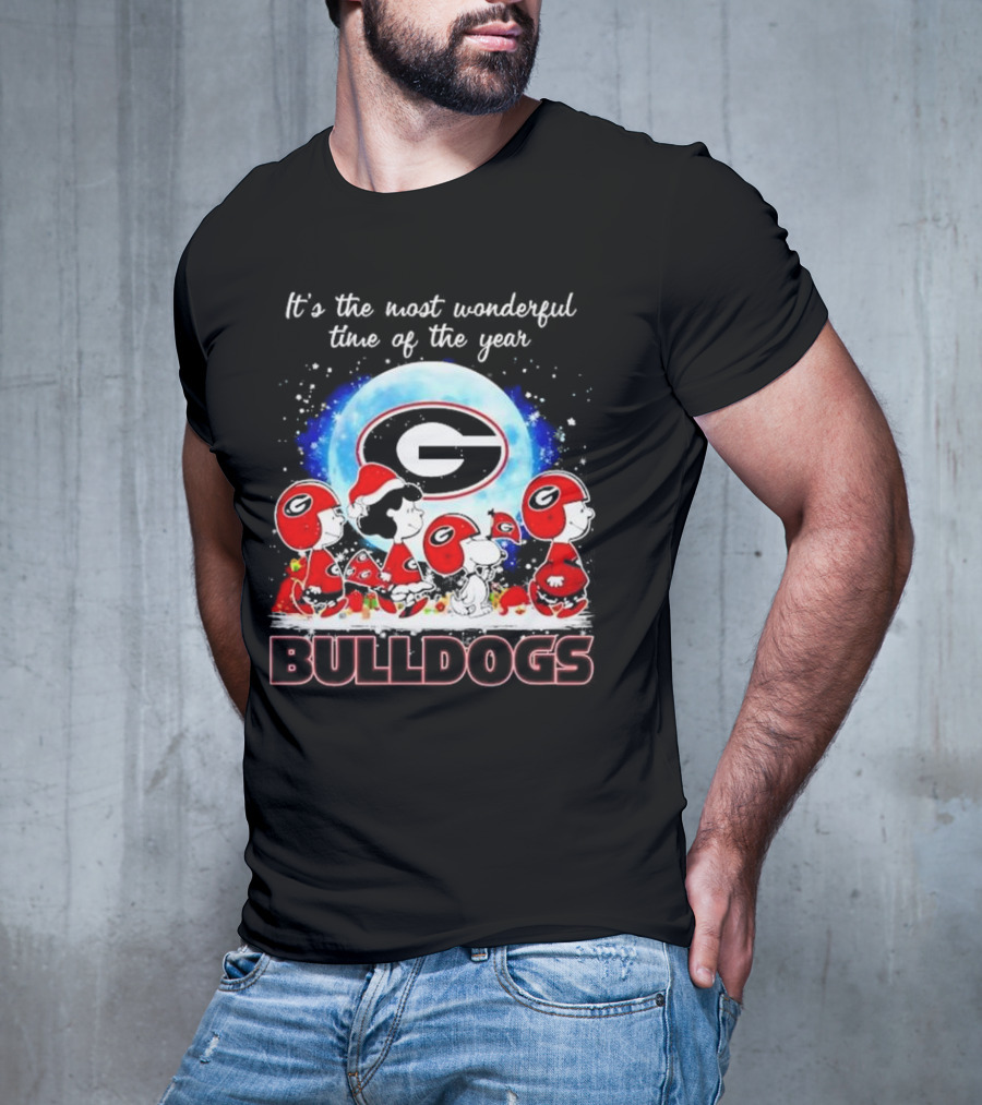 Peanuts Georgia Bulldogs Most Wonderful Time Christmas T-Shirt