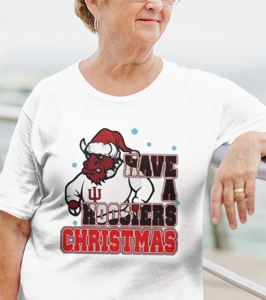 Indiana Hoosiers Santa Mascot Have A Hoosiers Christmas T-Shirt