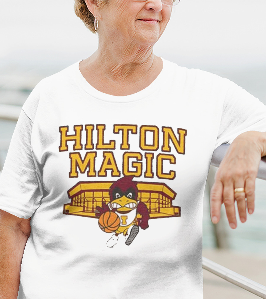 Iowa State Hilton Magic Cyclones Basketball Mascot With Hilton Coliseum T-Shirt