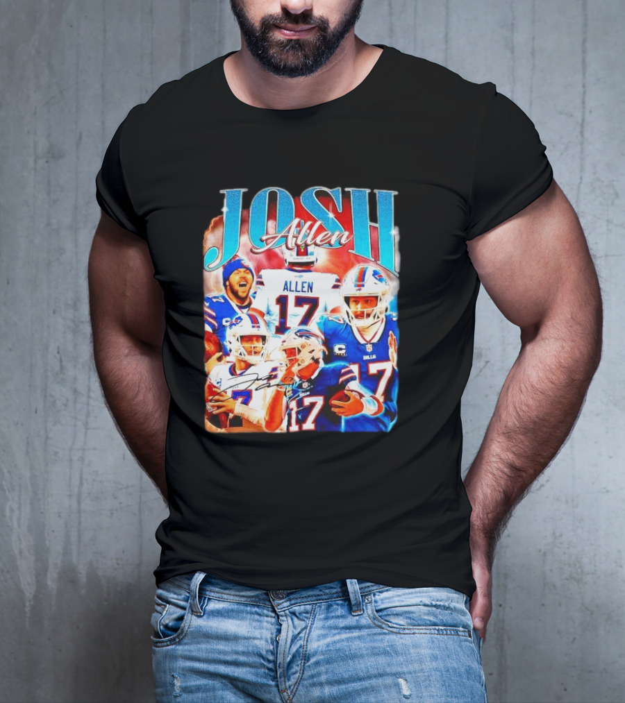 Josh Allen 17 Buffalo Bills Signature Vintage Retro Bootleg 90s T-Shirt