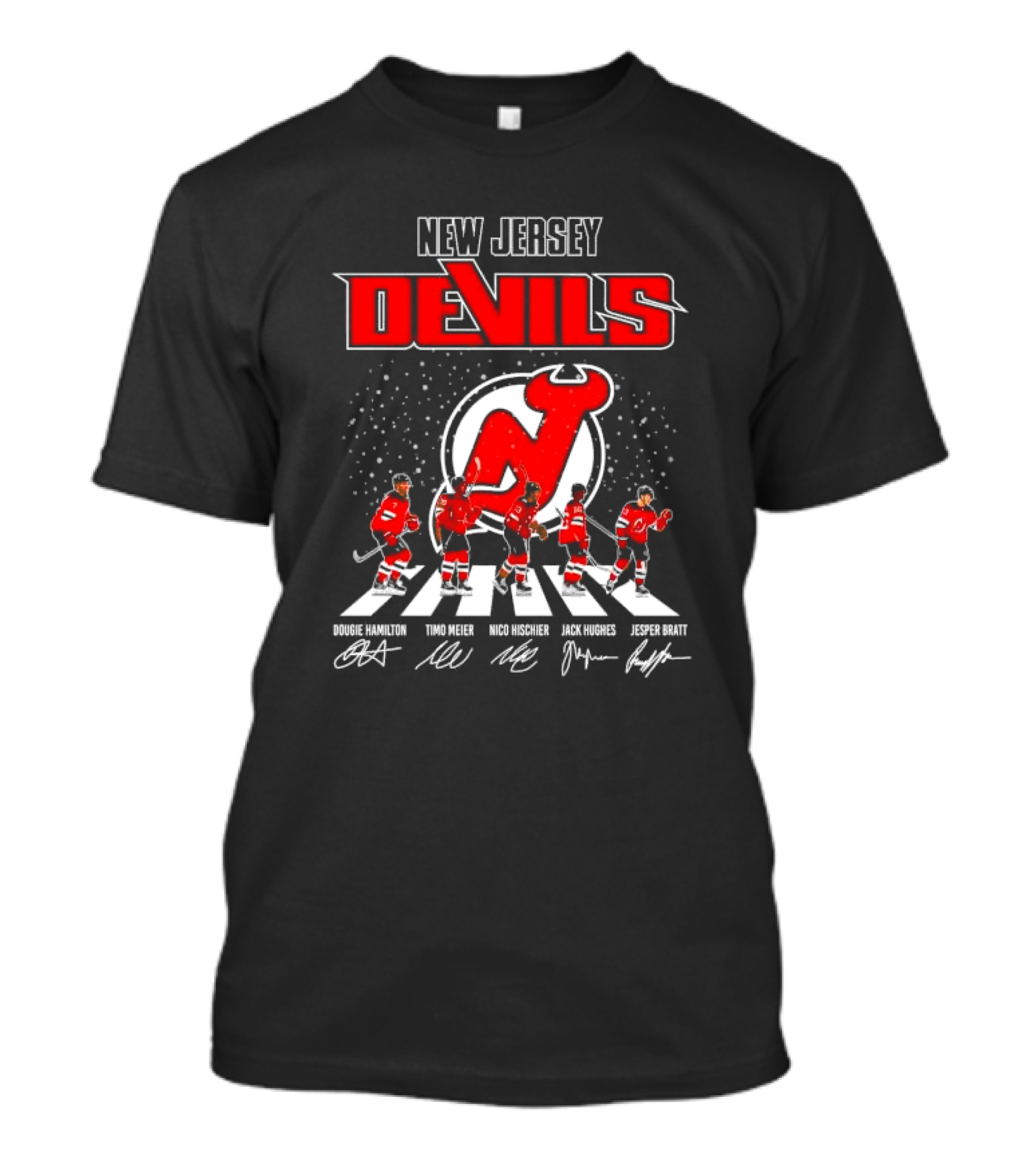New Jersey Devils Dougie Hamilton Timo Meier Nico Hischier Jack Hughes Jesper Bratt Signatures Christmas T-Shirt