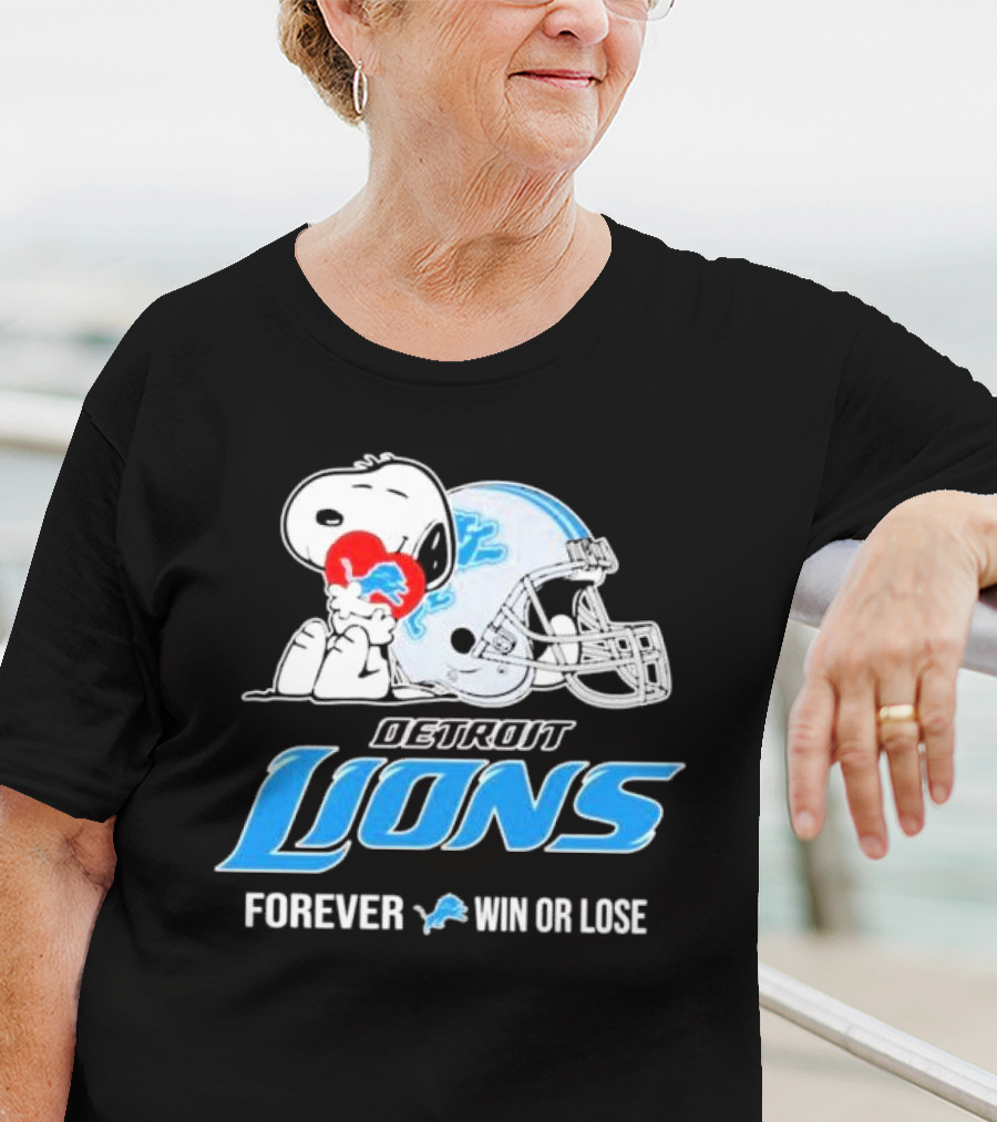 Snoopy Detroit Lions Forever Win Or Lose T-Shirt