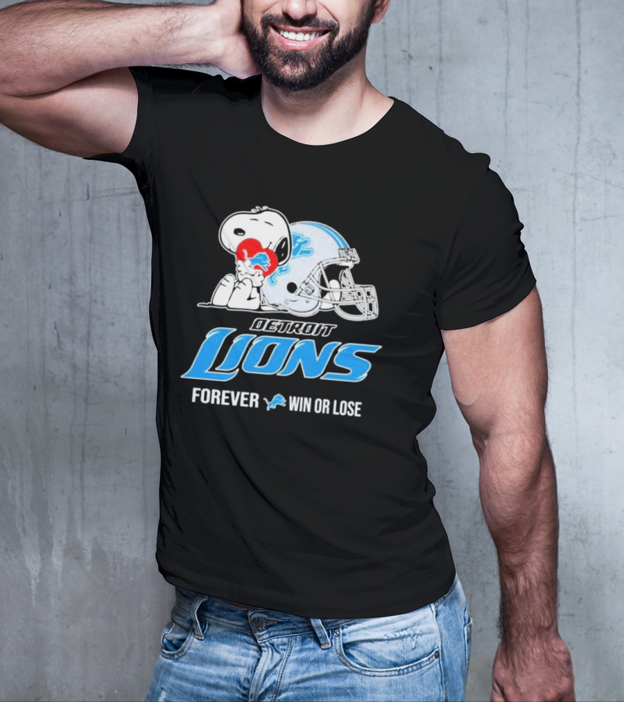 Snoopy Detroit Lions Forever Win Or Lose T-Shirt