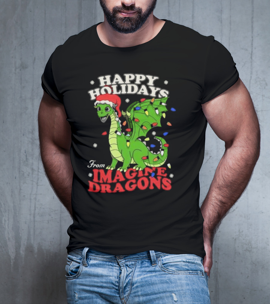 Happy Holidays From Imagine Dragons Cartoon Dragon T-Shirt