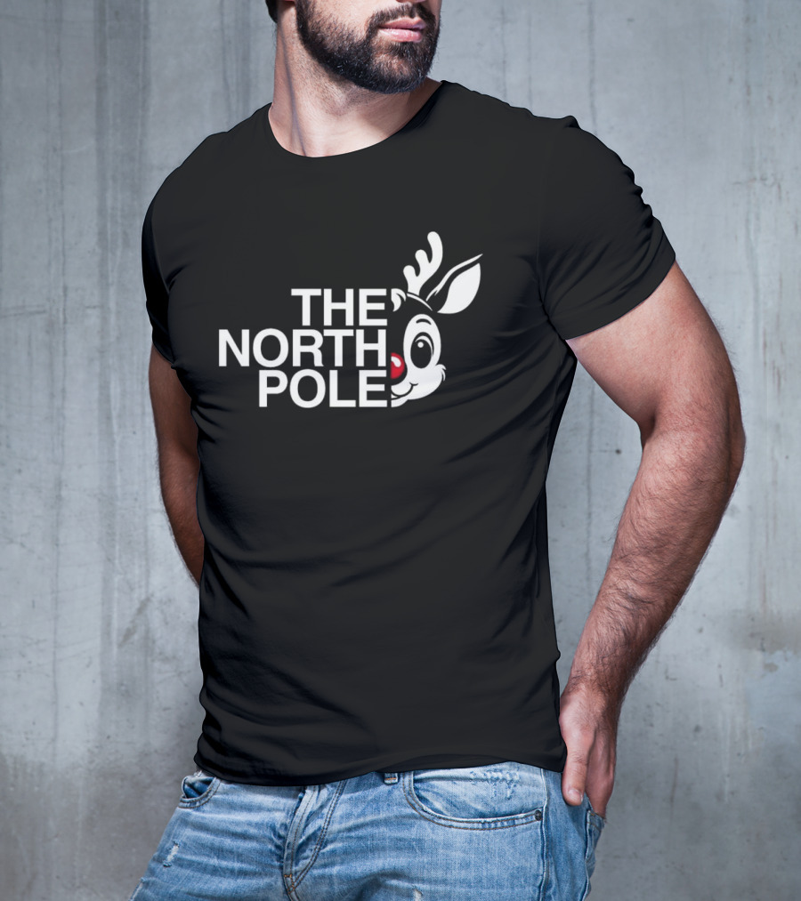 The North Pole Christmas Rudolph Reindeer Face T-Shirt