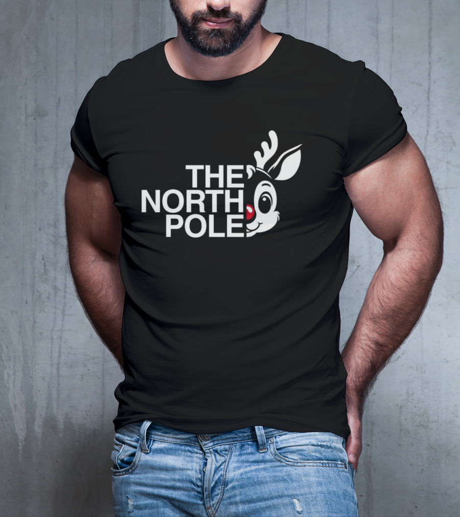 The North Pole Christmas Rudolph Reindeer Face T-Shirt
