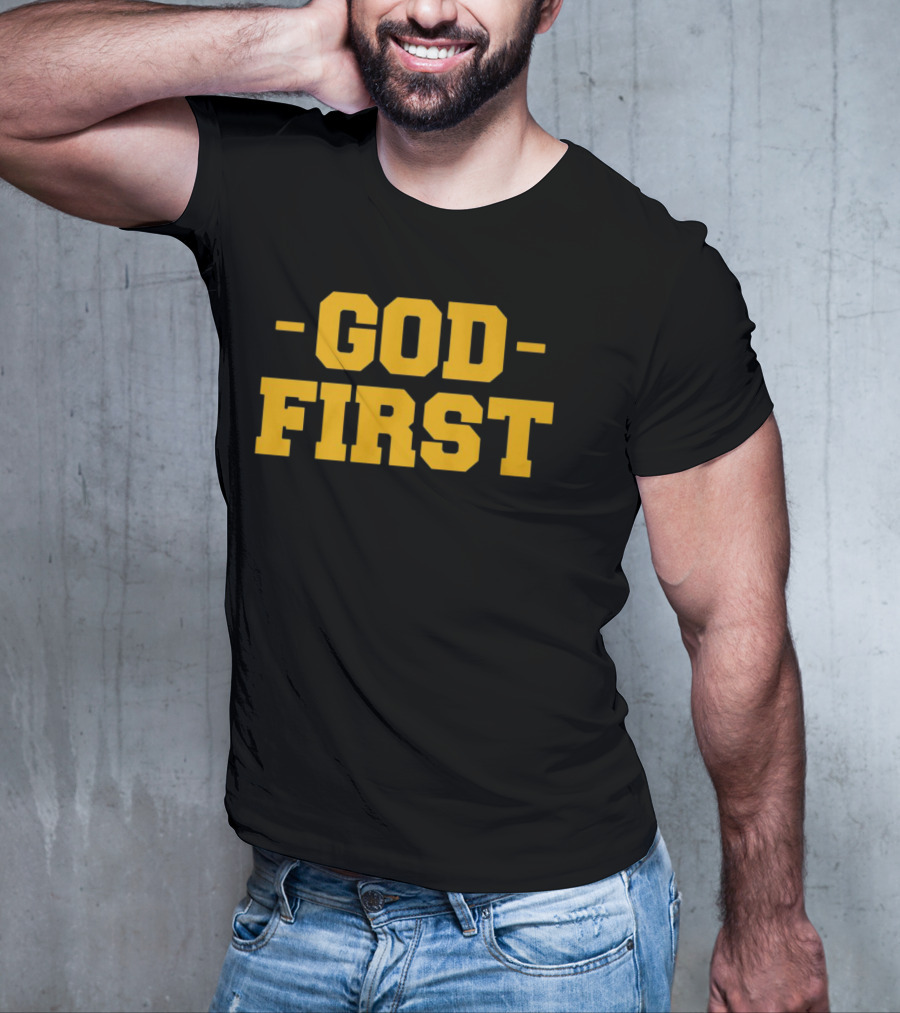 Tony Dungy God First Inspirational Christian Coach Message T-Shirt