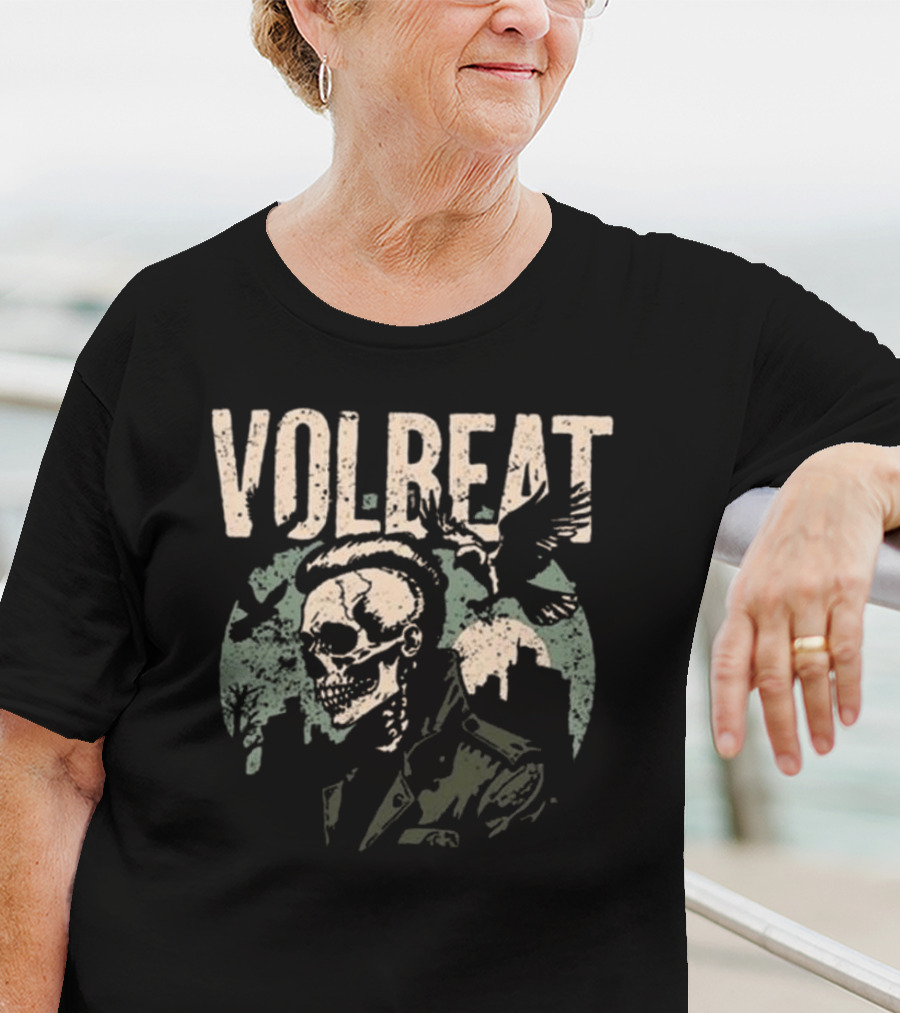 Volbeat Sixteen Dollars Skull With Birds And City T-Shirt