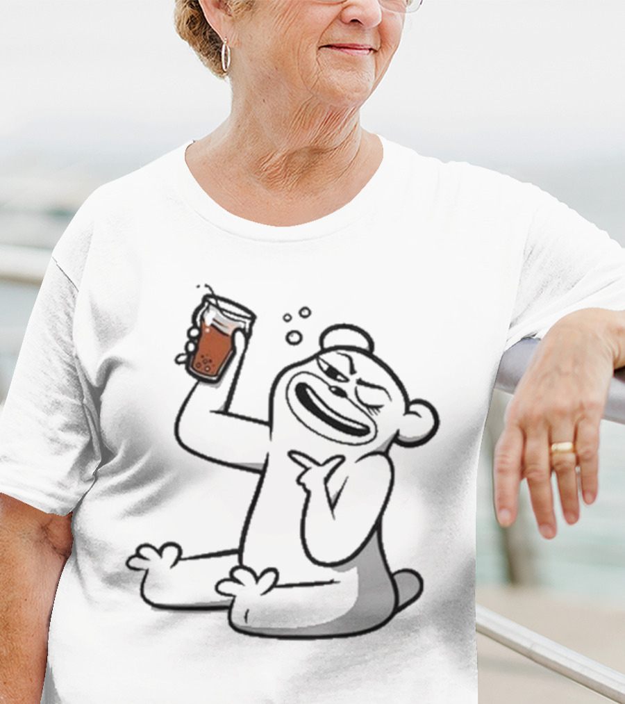 Cotton Bureau Root Bear Cartoon With Beverage T-Shirt