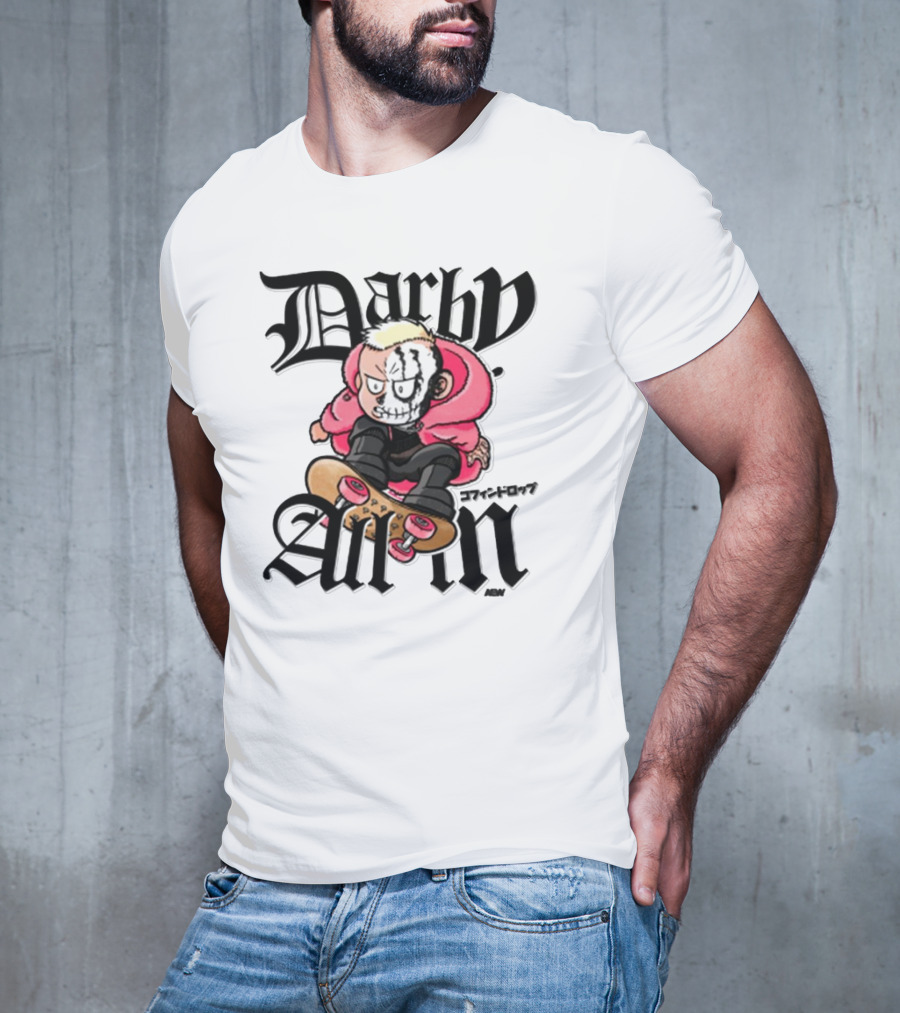 Darby Allin Skateboarding Cartoon Character With Face Paint T-Shirt