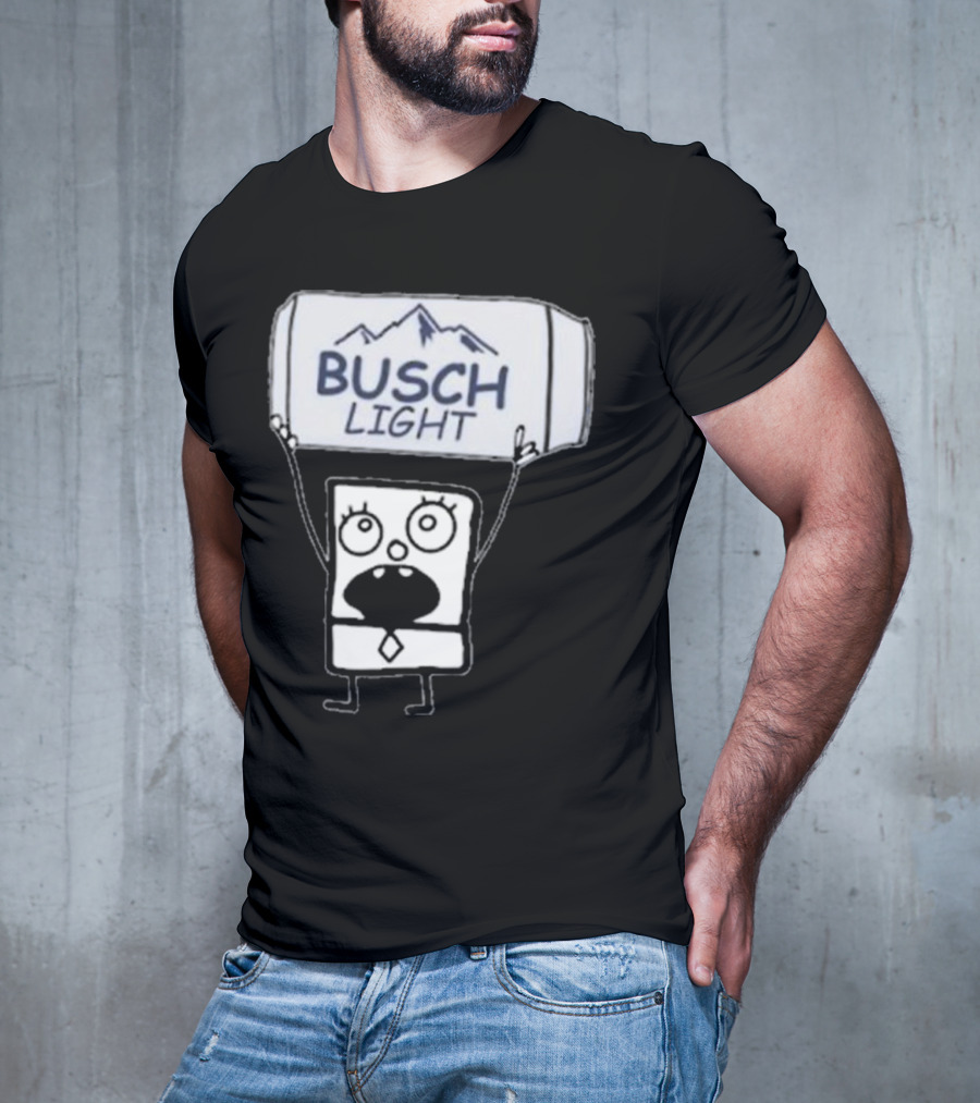 Doodlebob Holding Busch Light Can T-Shirt