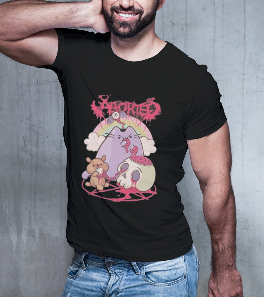 Indiemerch Store Aborted Cute Cat With Teddy And Skull Nomnom T-Shirt