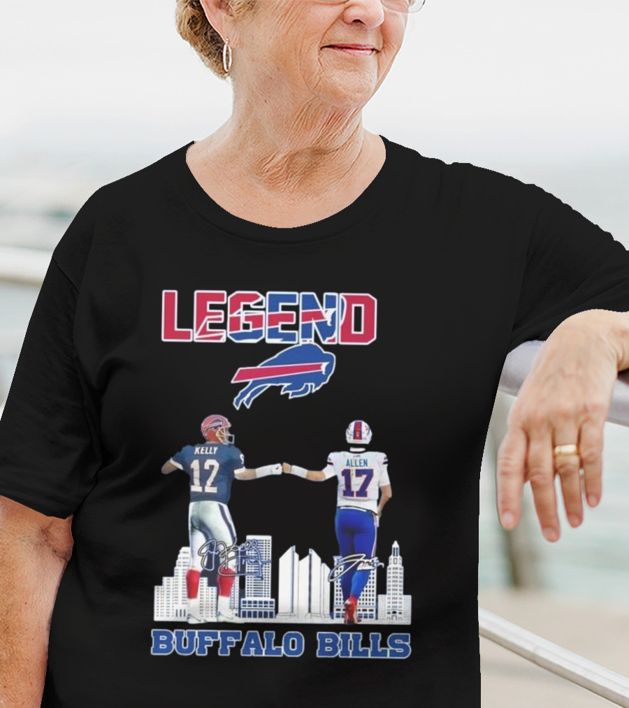 Legend Buffalo Bills Kelly 12 Allen 17 Signatures T-Shirt