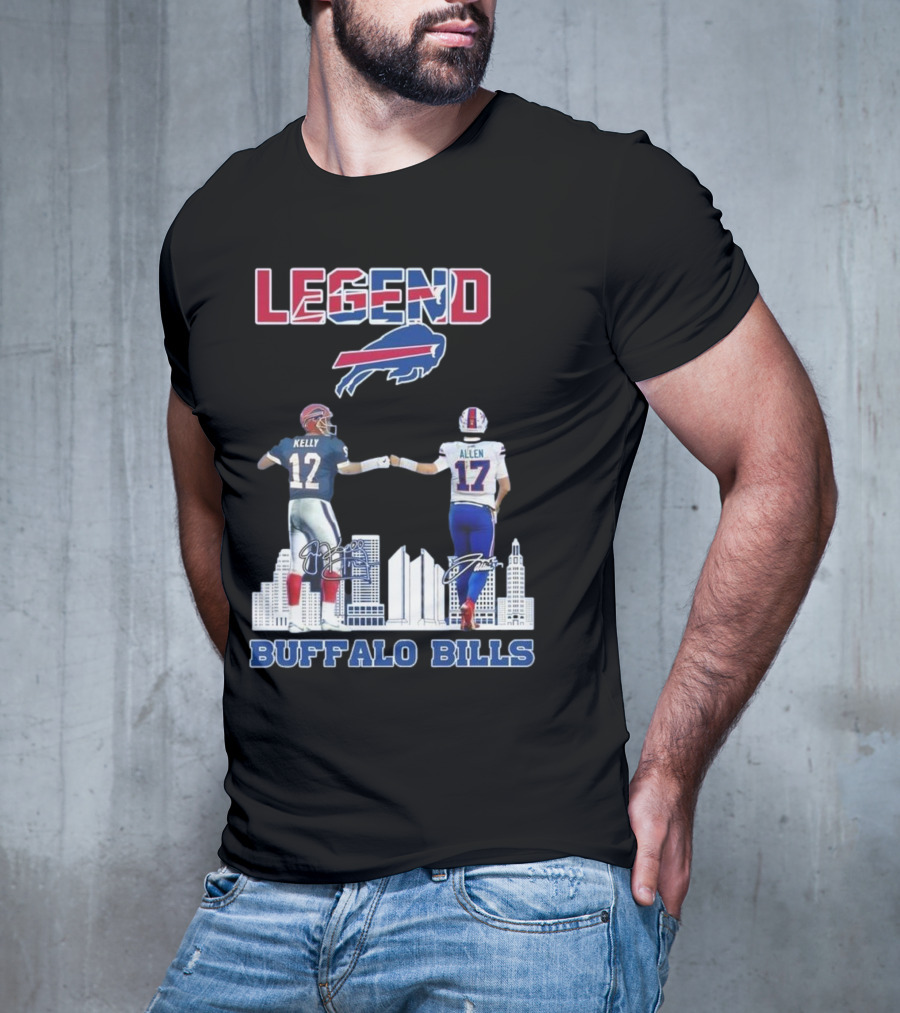 Legend Buffalo Bills Kelly 12 Allen 17 Signatures T-Shirt