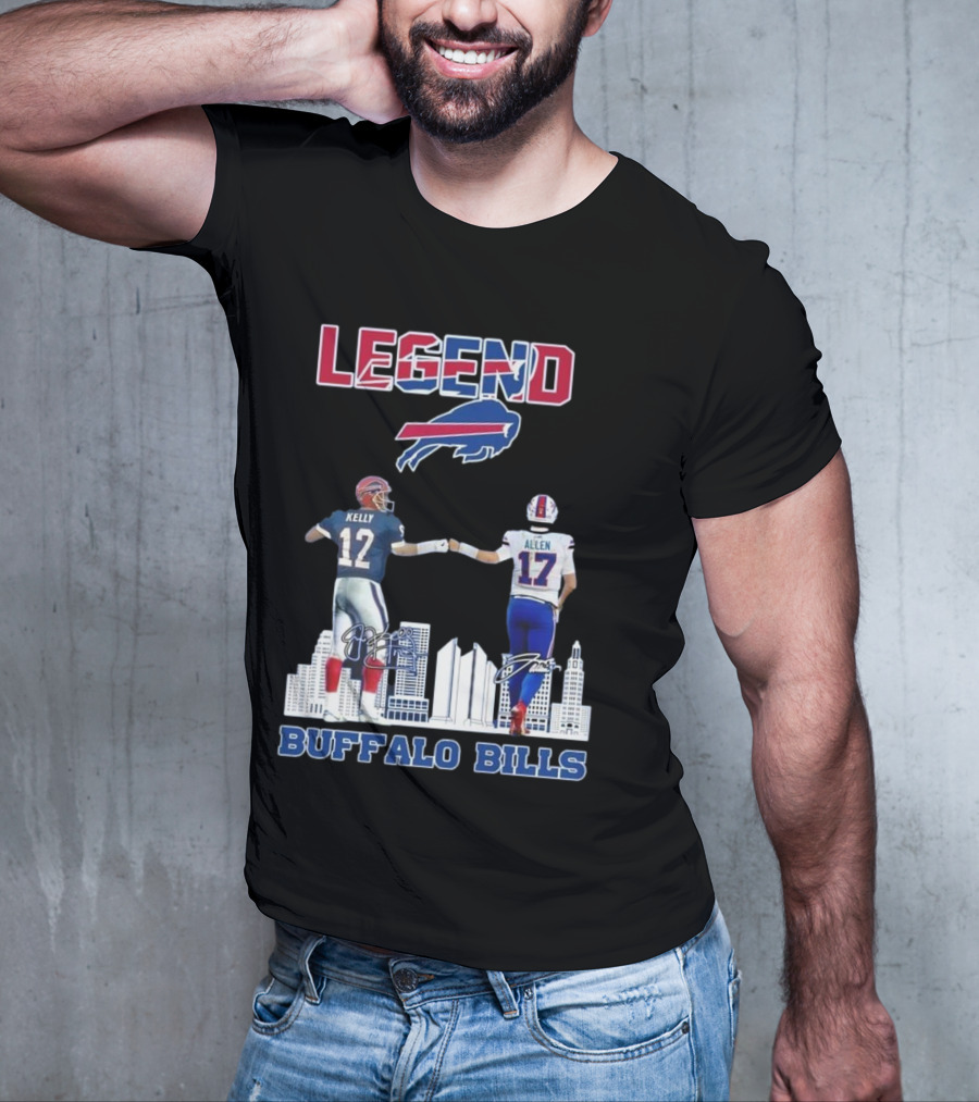 Legend Buffalo Bills Kelly 12 Allen 17 Signatures T-Shirt
