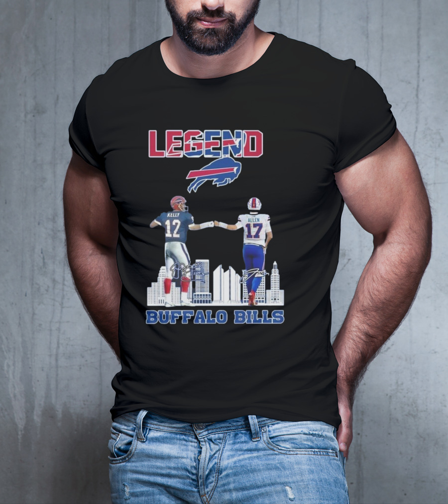Legend Buffalo Bills Kelly 12 Allen 17 Signatures T-Shirt