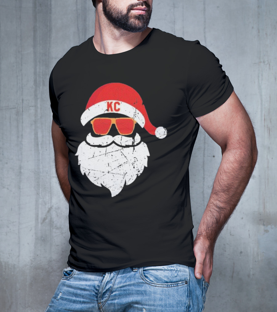 Kansas City Chiefs KC Santa Claus Christmas Holiday T-Shirt
