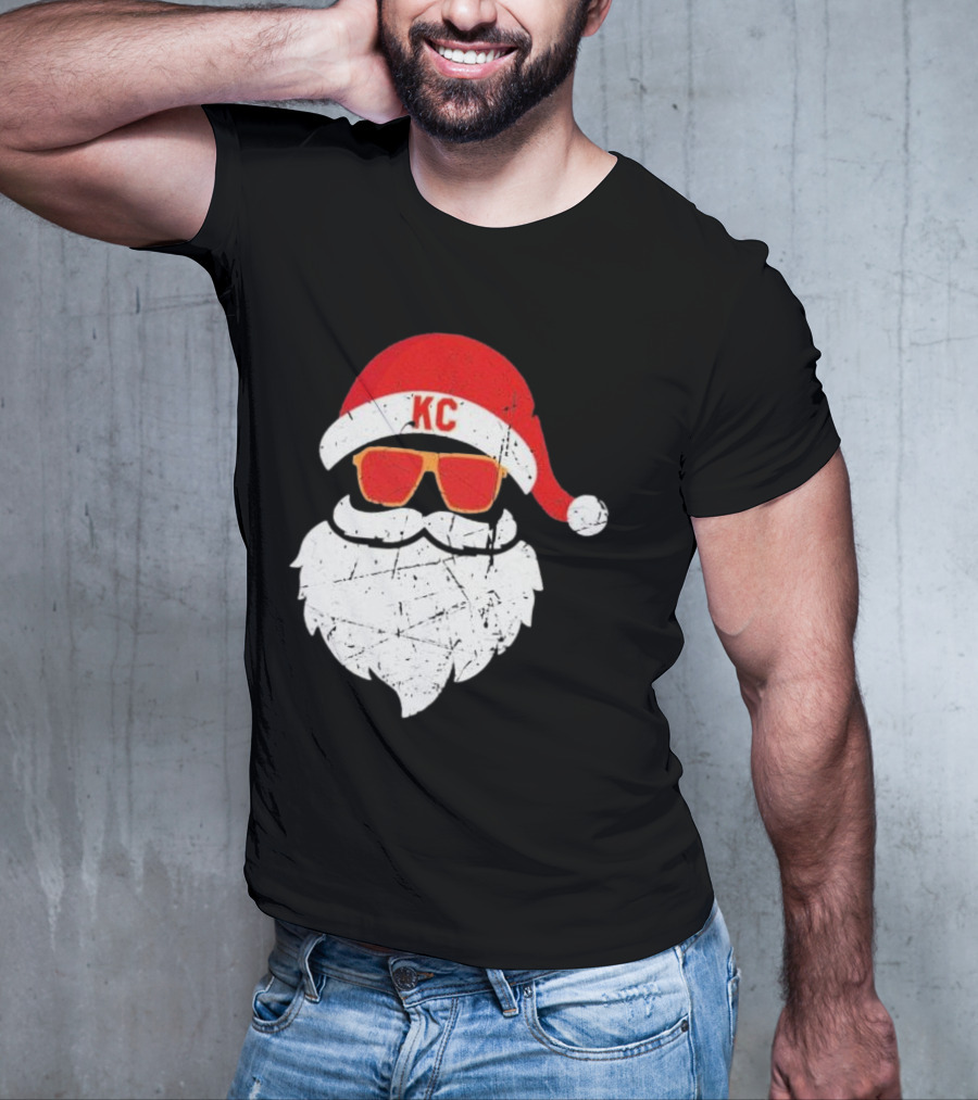 Kansas City Chiefs KC Santa Claus Christmas Holiday T-Shirt