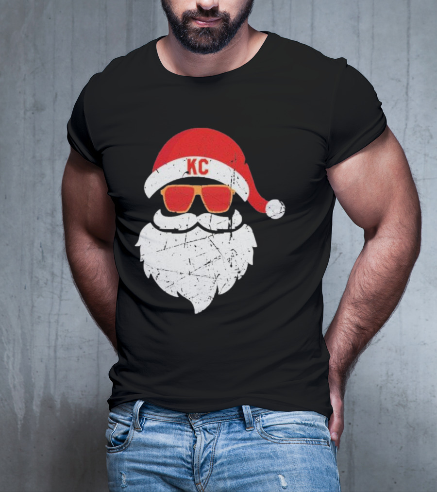 Kansas City Chiefs KC Santa Claus Christmas Holiday T-Shirt