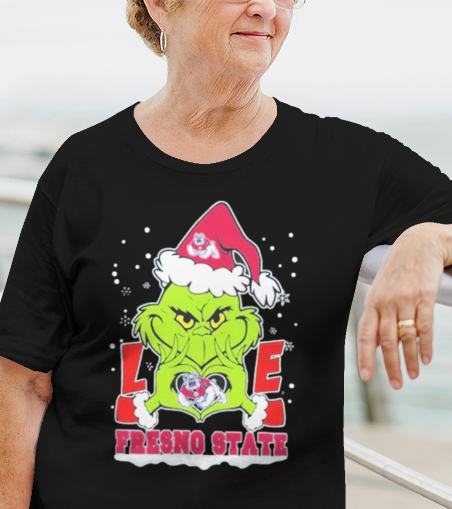 The Grinch Love Fresno State Bulldogs Christmas T-Shirt