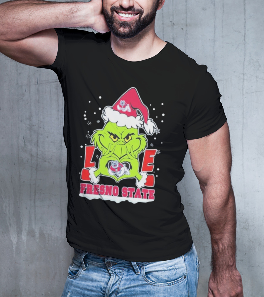 The Grinch Love Fresno State Bulldogs Christmas T-Shirt
