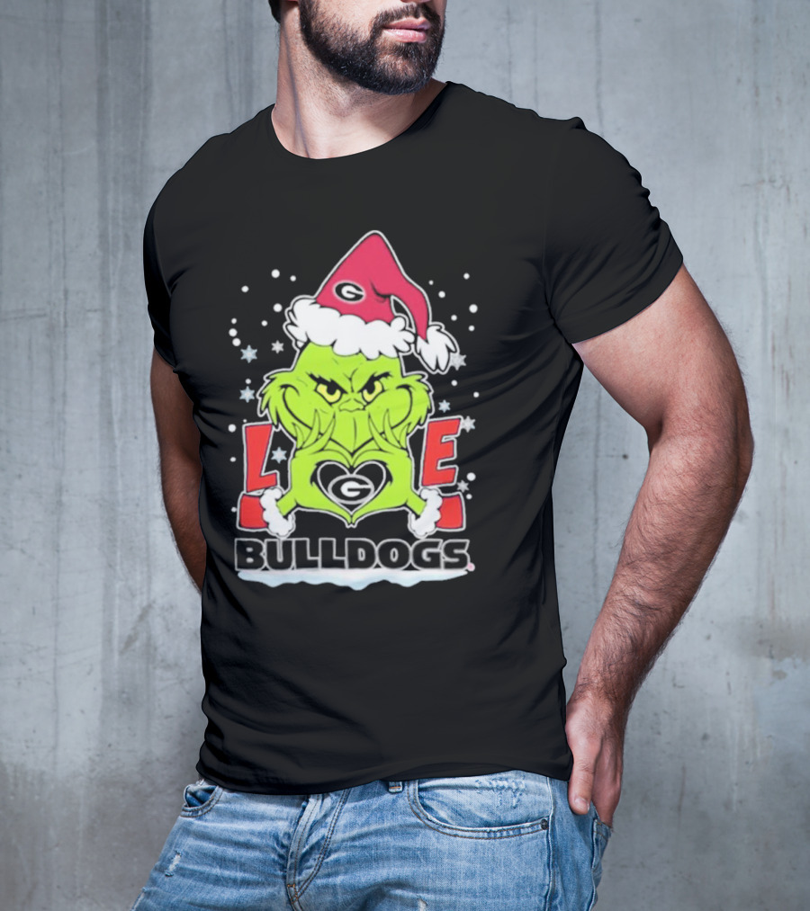 The Grinch Love Georgia Bulldogs Christmas Football T-Shirt