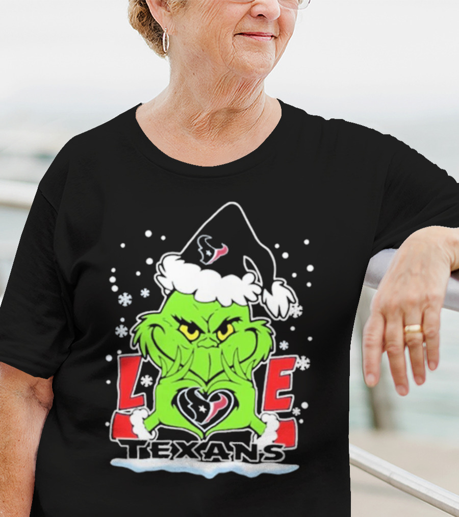 The Grinch Love Houston Texans Football Christmas T-Shirt