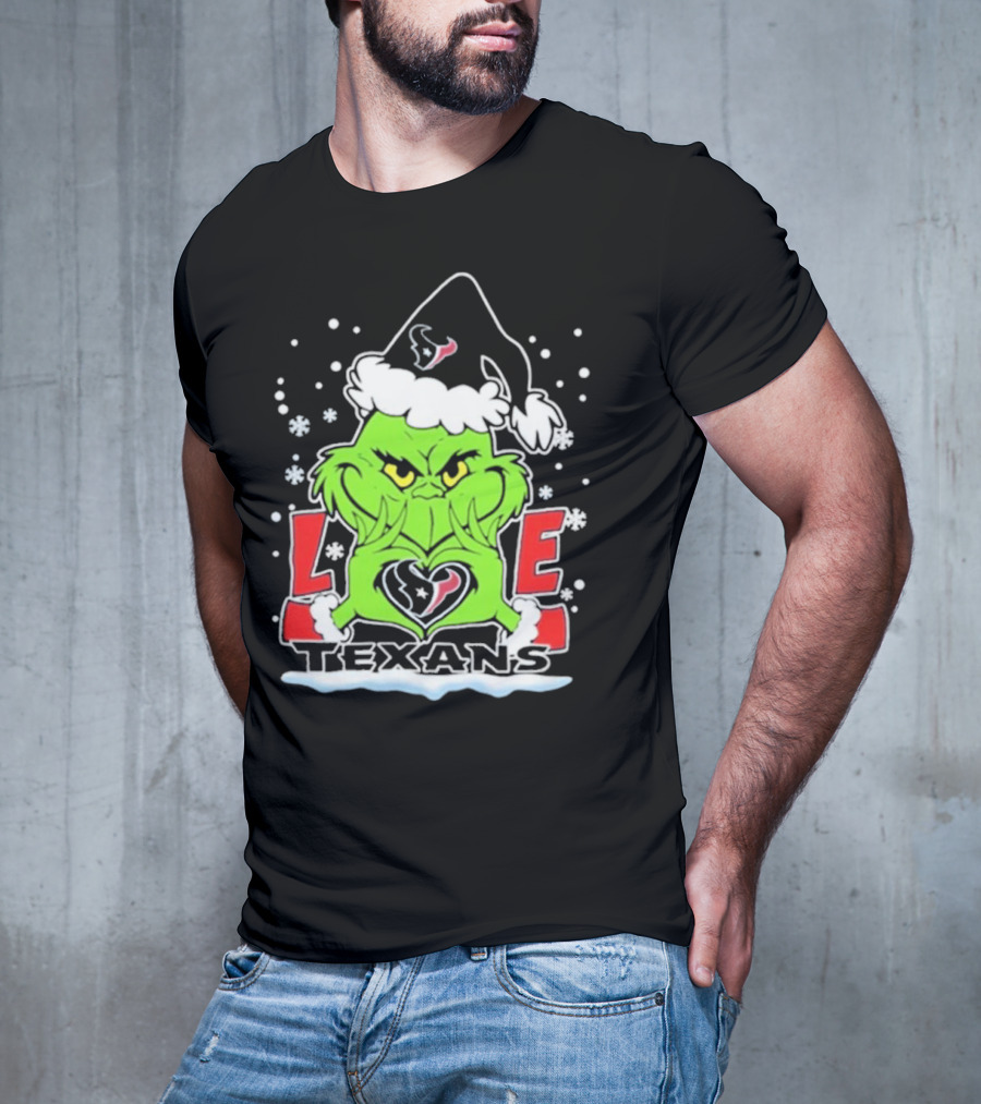 The Grinch Love Houston Texans Football Christmas T-Shirt
