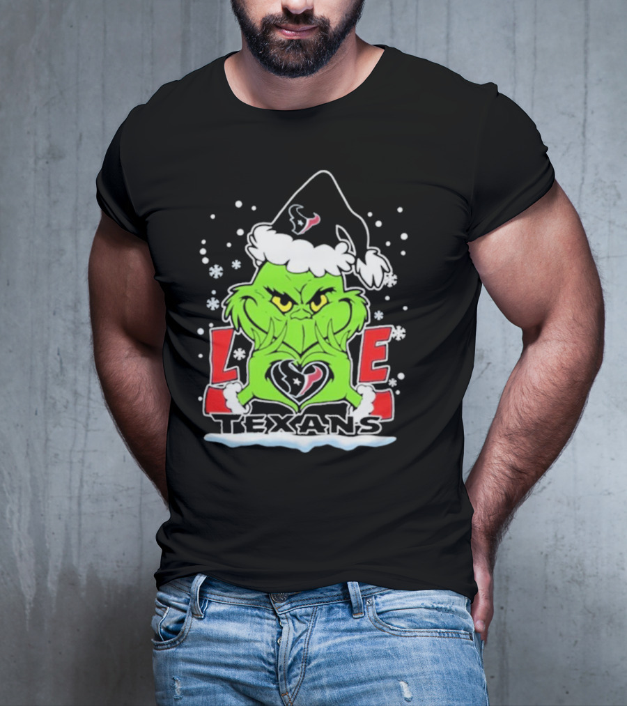 The Grinch Love Houston Texans Football Christmas T-Shirt