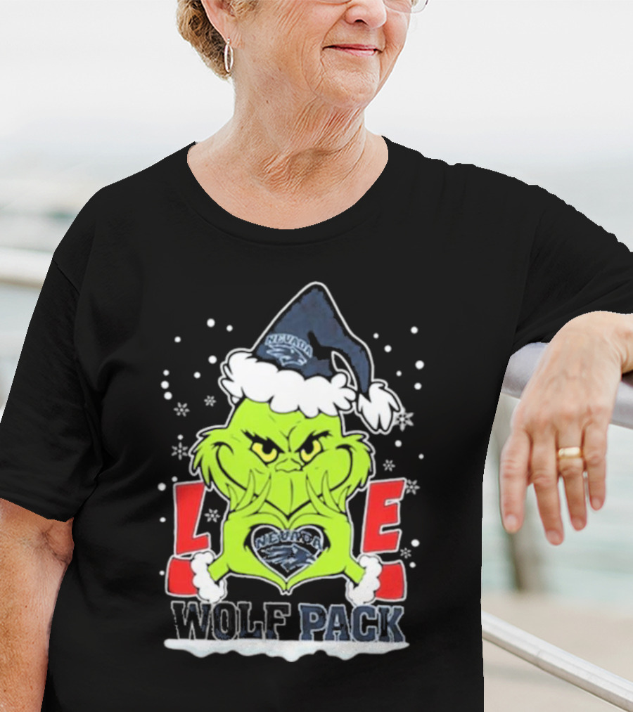 The Grinch Love Nevada Wolf Pack Football Christmas T-Shirt