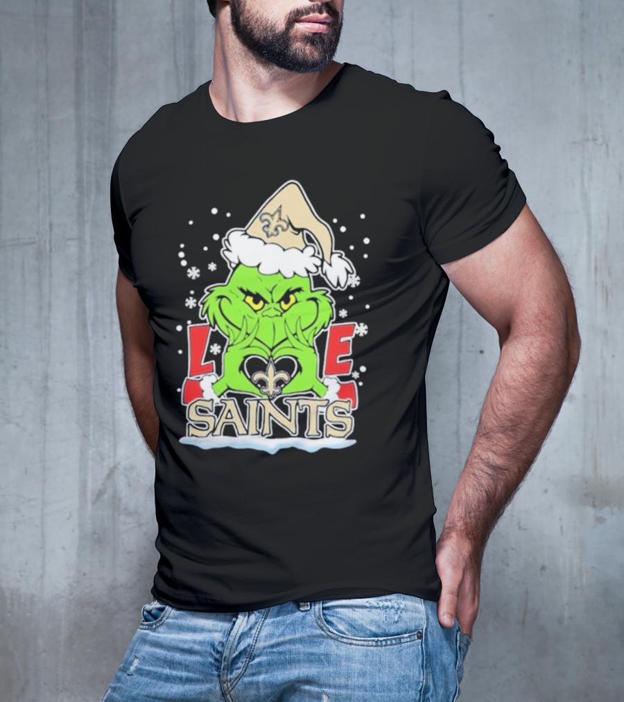 The Grinch Love New Orleans Saints Football Christmas T-Shirt