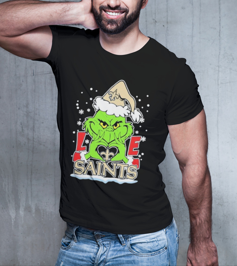 The Grinch Love New Orleans Saints Football Christmas T-Shirt