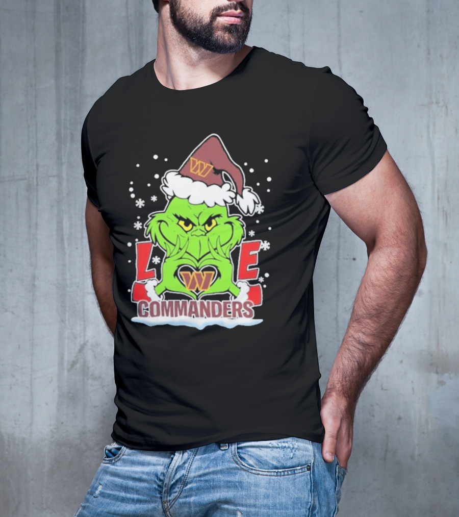 Grinch Christmas Love Washington Commanders Football T-Shirt