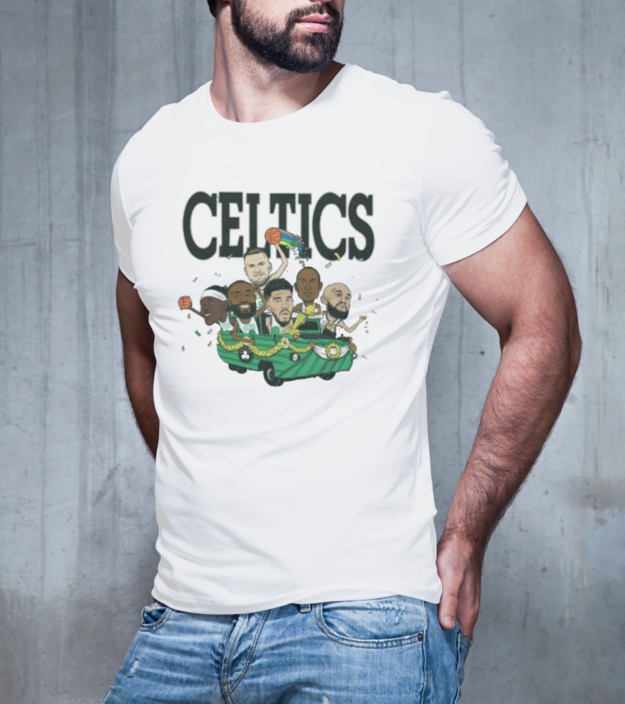 Celtics Basketball Team Cartoon Parade T-Shirt