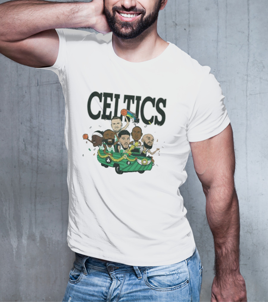 Celtics Basketball Team Cartoon Parade T-Shirt