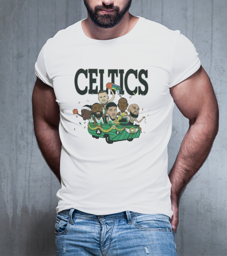 Celtics Basketball Team Cartoon Parade T-Shirt