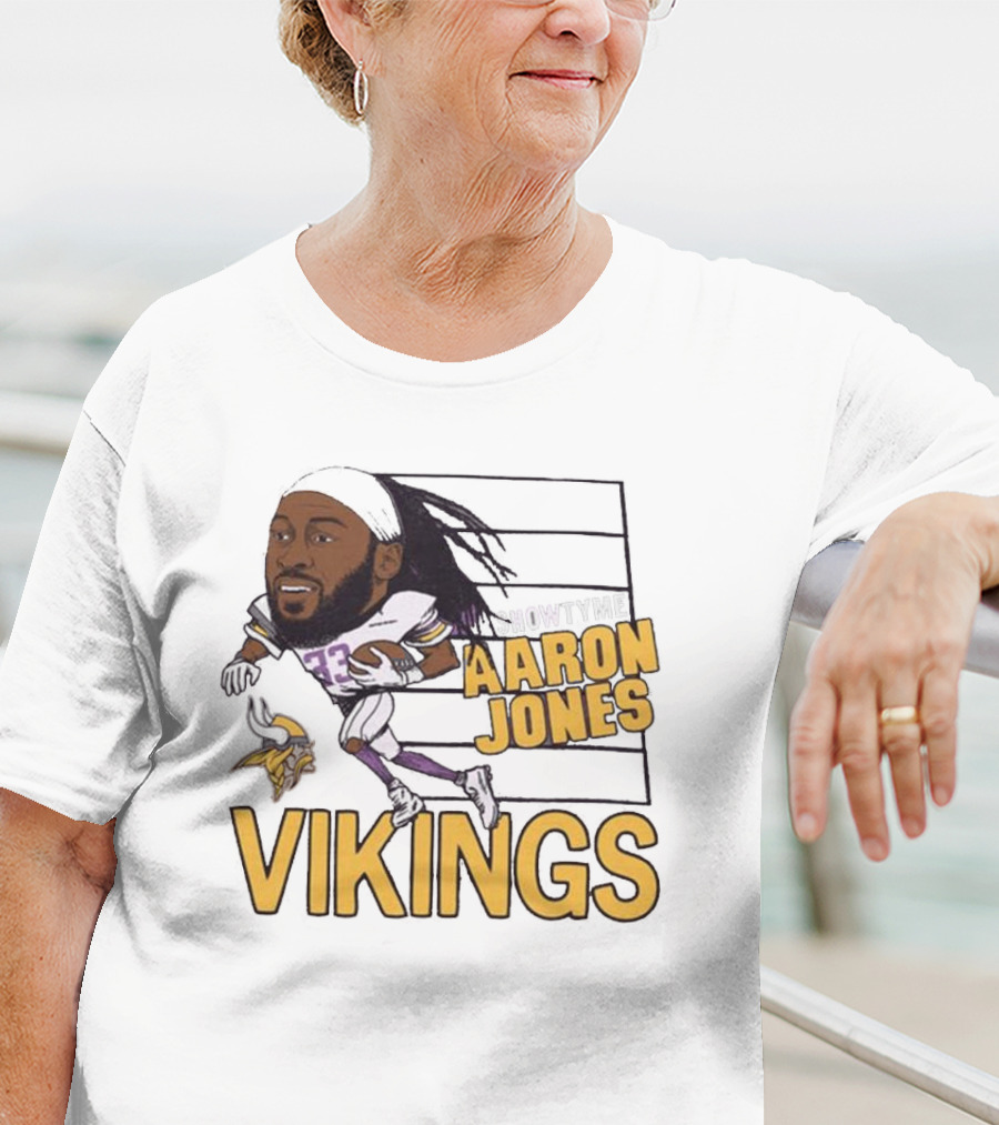 Vikings Showtyme Aaron Jones Football Cartoon Running T-Shirt