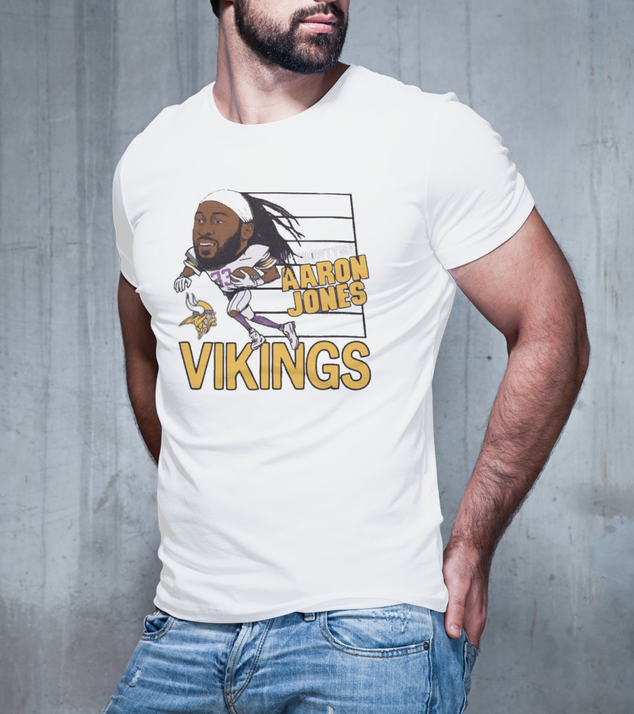 Vikings Showtyme Aaron Jones Football Cartoon Running T-Shirt