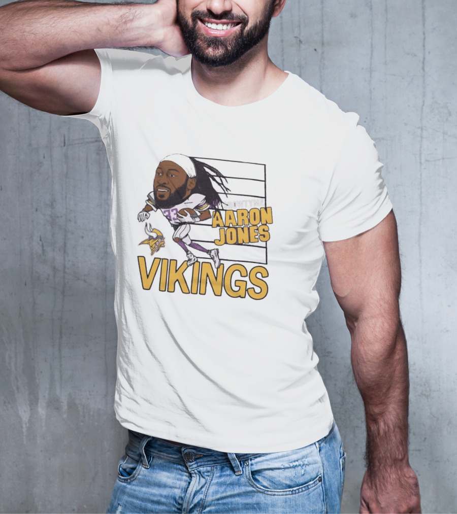 Vikings Showtyme Aaron Jones Football Cartoon Running T-Shirt