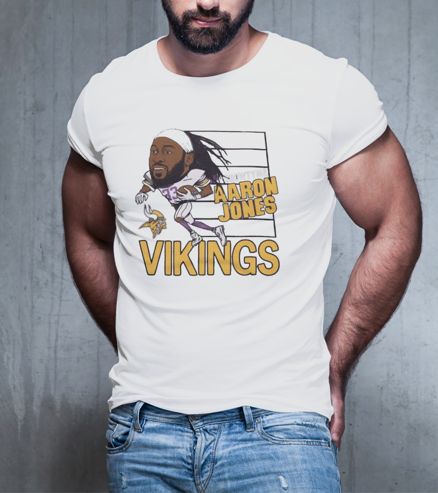 Vikings Showtyme Aaron Jones Football Cartoon Running T-Shirt