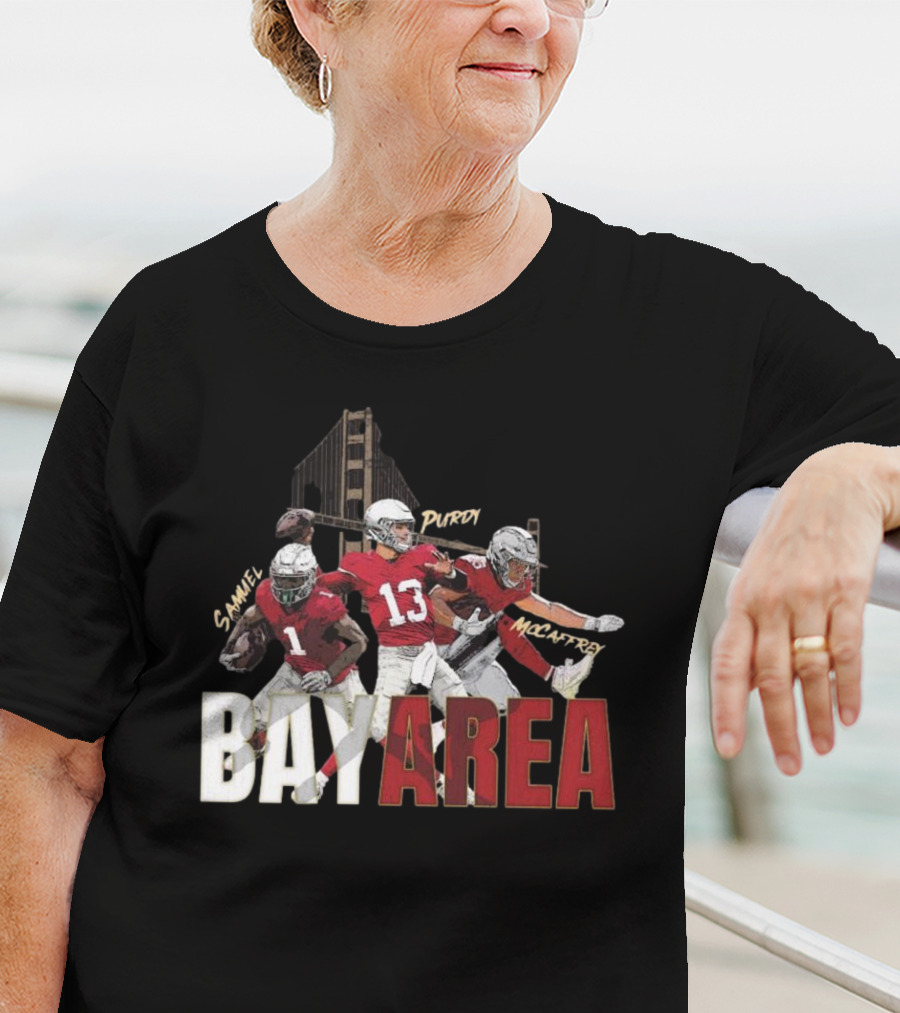 Sammel Purdy McCaffrey San Francisco 49ers Bay Area NFL Trio Football T-Shirt