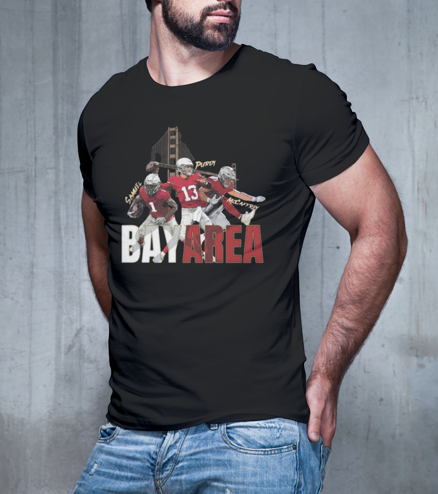 Sammel Purdy McCaffrey San Francisco 49ers Bay Area NFL Trio Football T-Shirt