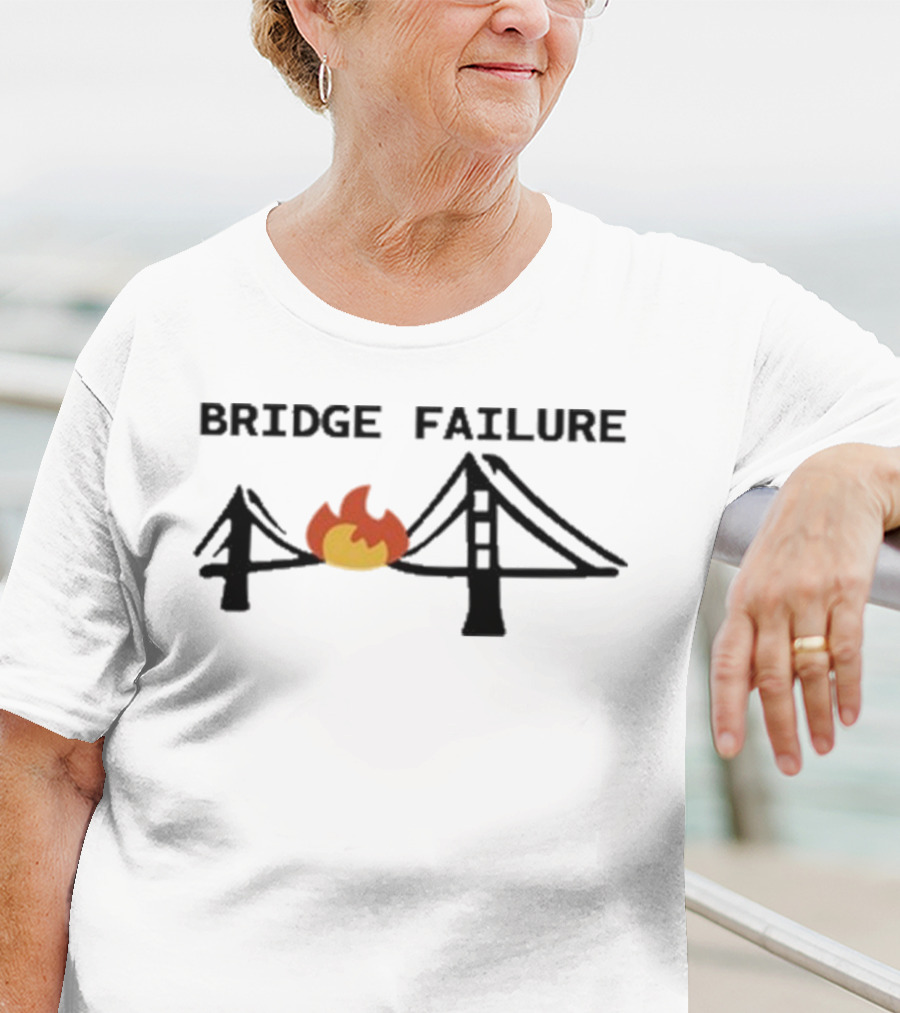 Bridge Failure Flaming Broken Bridge Collapse T-Shirt