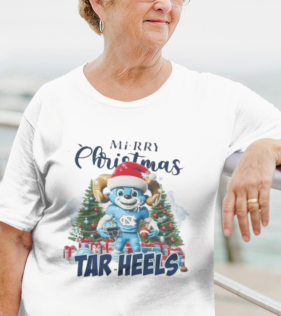 Merry Christmas North Carolina Tar Heels Mascot Festive T-Shirt