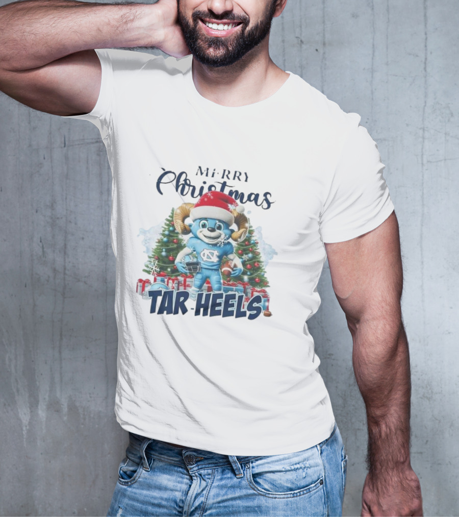 Merry Christmas North Carolina Tar Heels Mascot Festive T-Shirt