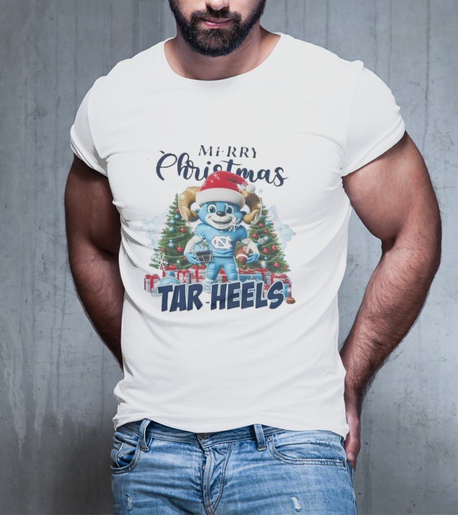 Merry Christmas North Carolina Tar Heels Mascot Festive T-Shirt