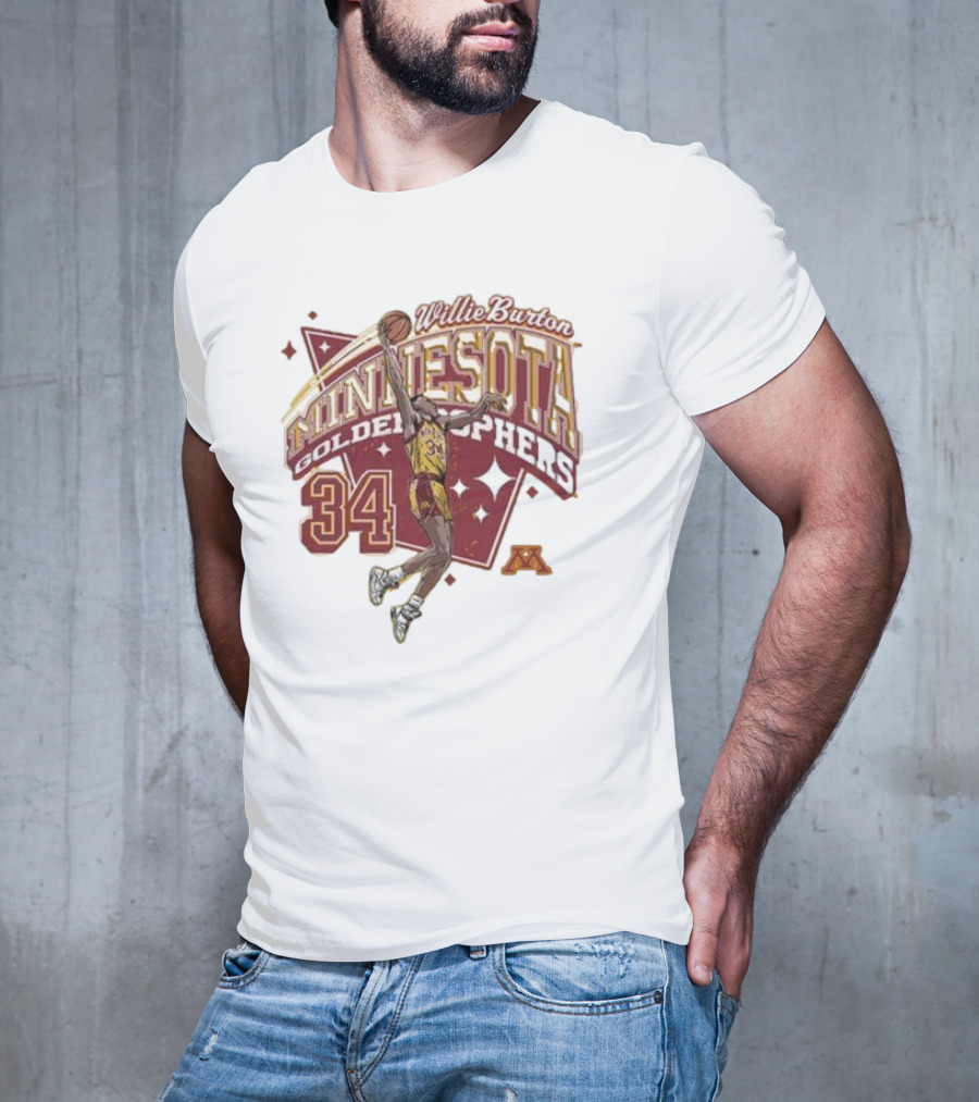 Willie Burton No 34 Minnesota Golden Gophers Basketball Skyhook T-Shirt