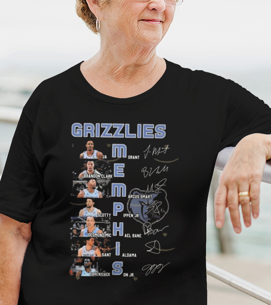 Memphis Grizzlies Ja Morant Brandon Clark Marcus Smart Scotty Pippen Jr Desmond Bane Jaren Jackson Jr Signatures T-Shirt